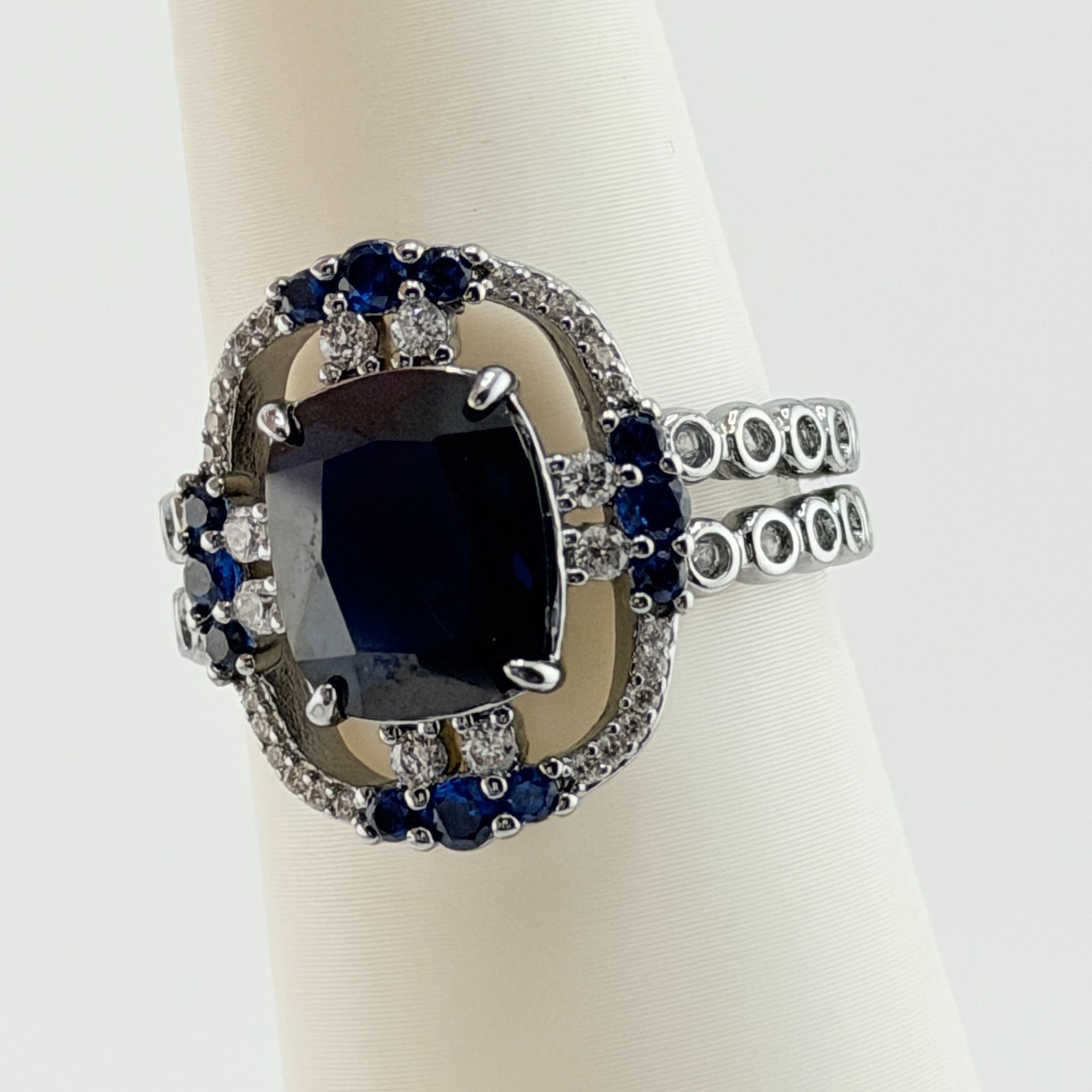 Bomb Party September Ring Sz 8 “Never Meek” Lab Created Sapphire on Hematite