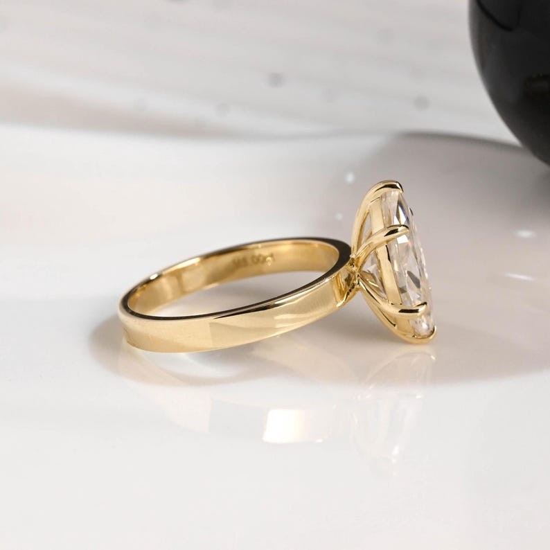 2.0 CT Marquise Cut Moissanite Prong Set 14K Gold Solitaire Engagement Ring