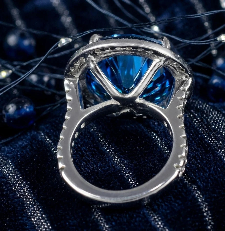 20.00 CT Certified Atlas Blue Diamond Ring, Tariffs FREE & Matching Studs .