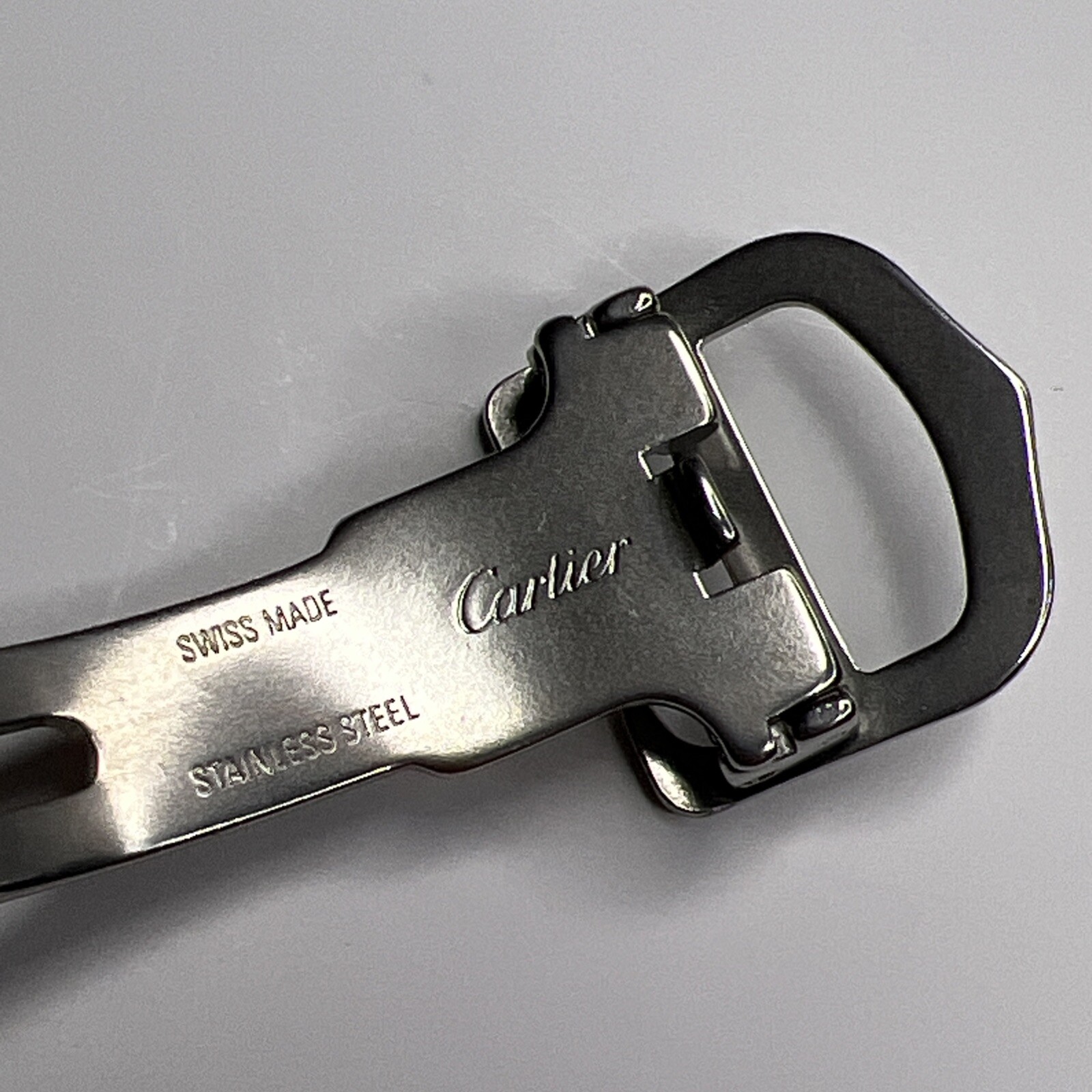 Cartier Steel Deployant Deployment Clasp 14mm For Foldover Strap w/o Holes