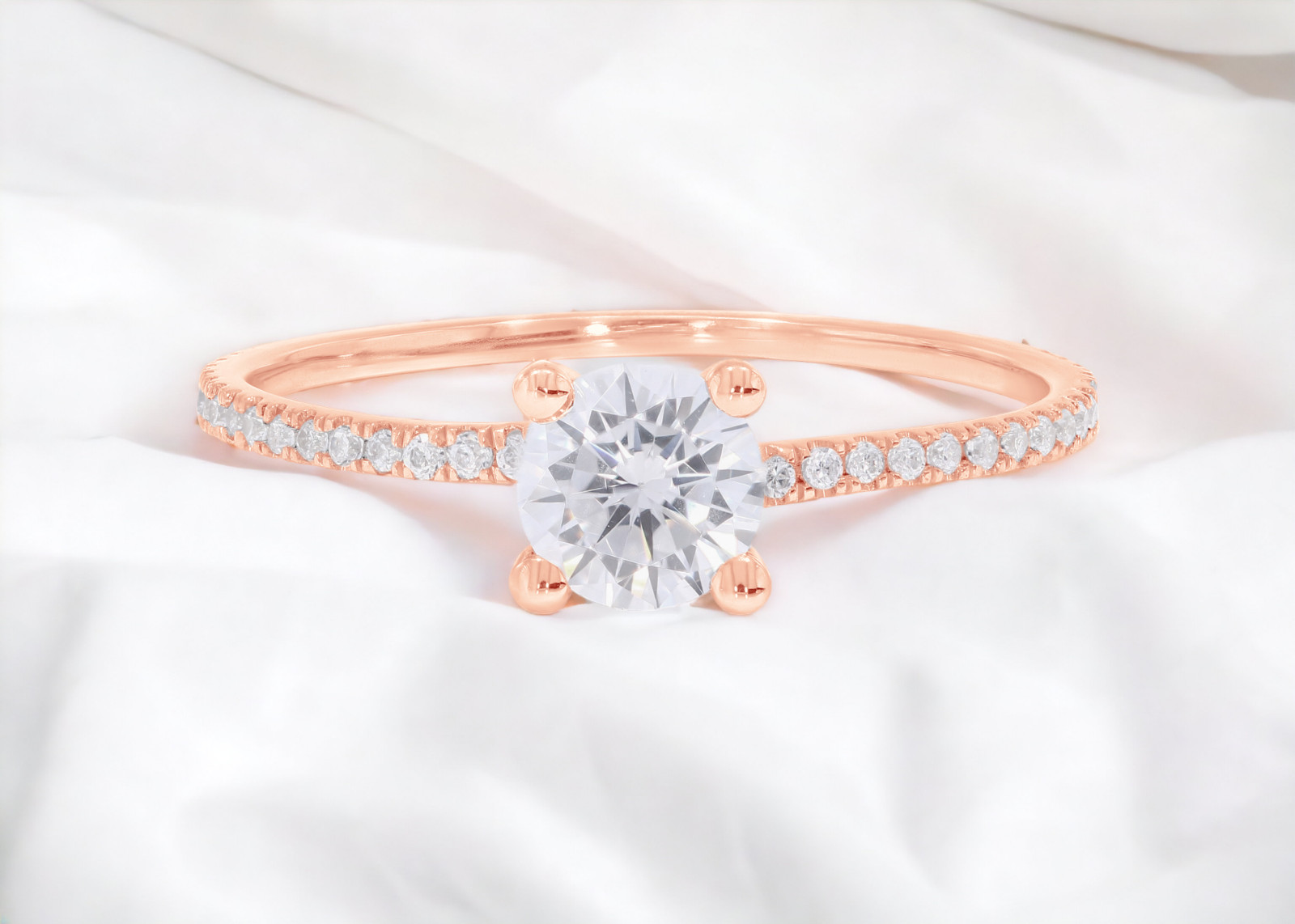0.80Ct Round Cut Lab grown Diamond Solitaire Engagement Ring in Silver for Women