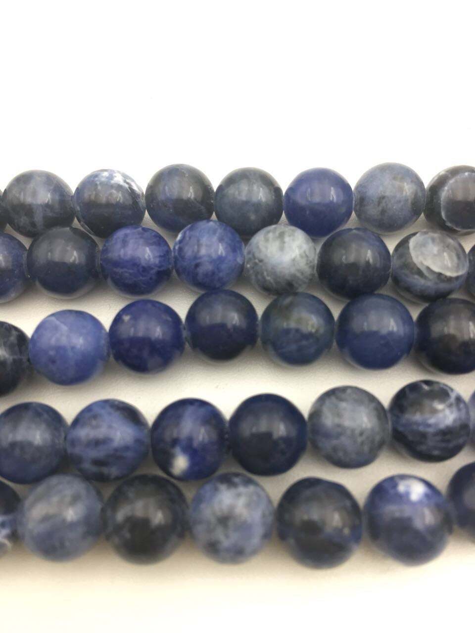 Sodalite Smooth Round Beads 4mm 6mm 8mm 10mm 12mm 14mm 16mm 18mm 15.5″ Strand