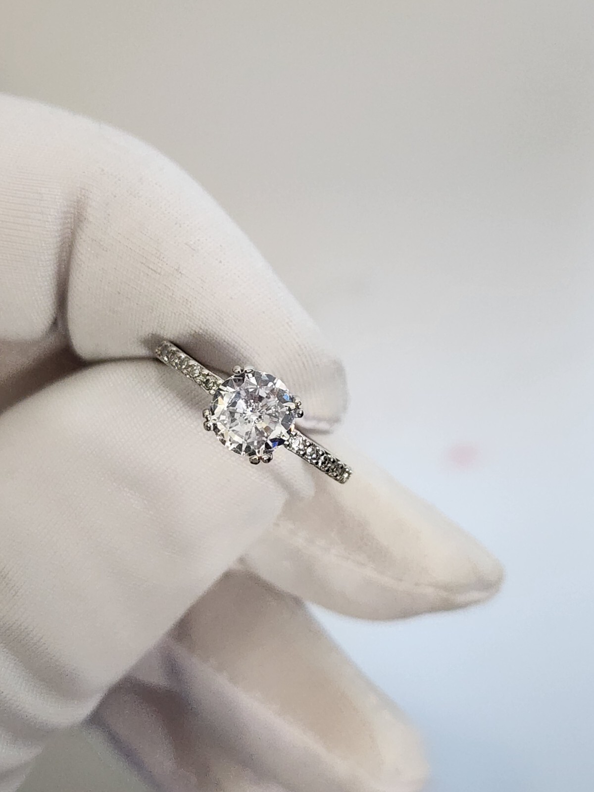 Silver Plated Elegant Round Cubic Zirconia Wedding Ring For Women Size 6-10