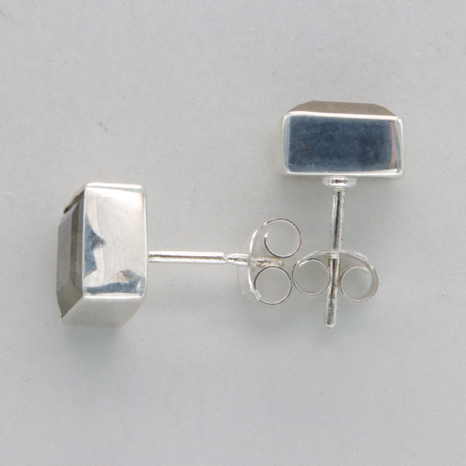 Square / Rectangle LABRADORITE Post Stud Earrings – 925 STERLING SILVER #10e
