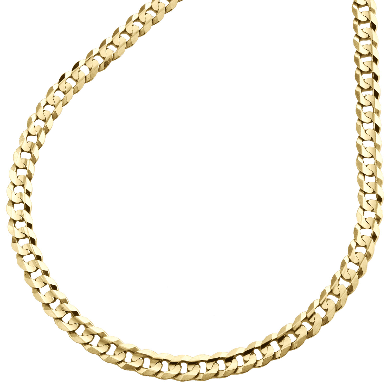 14K Yellow Gold 3.50mm Solid Plain Curb Cuban Chain Link Necklace 16 – 30 Inches