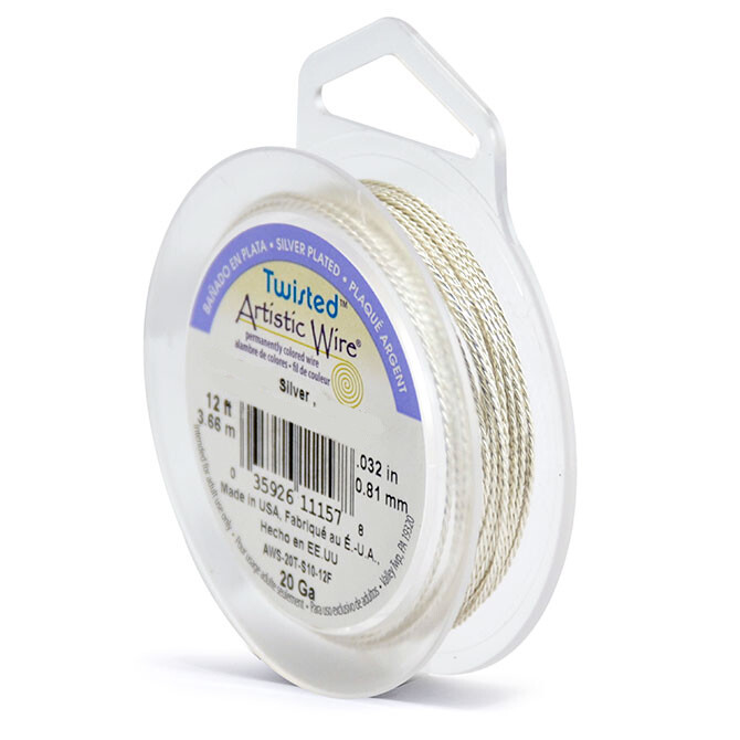 Artistic Wire Twisted Silver Plated Wire 20 gauge 41920 (12 feet ) Round Shiny