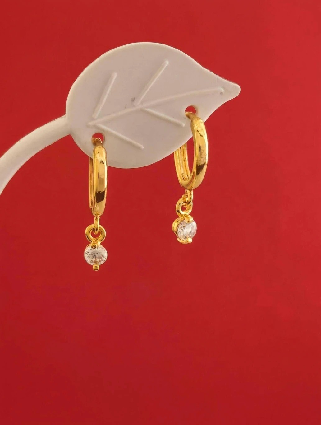 Gold Tone Jhumka Earrings, South Indian Temple Jewelry, Brass Alloy