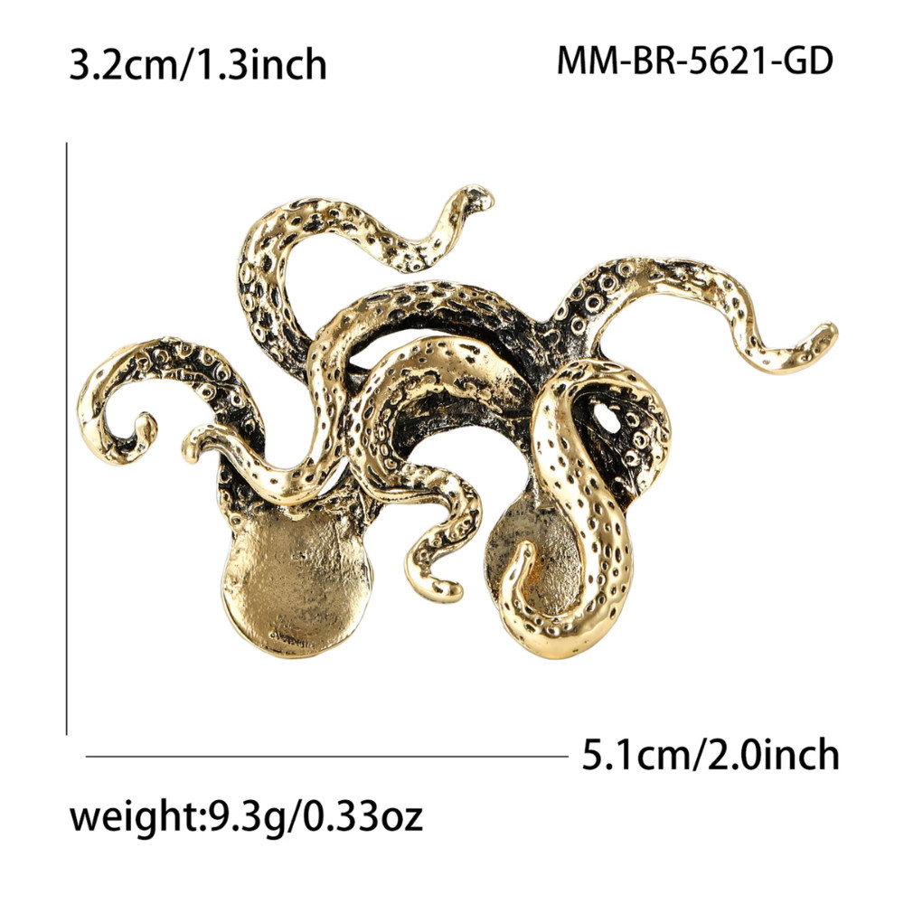 Vintage Style Gold Octopus Brooch Pin Statement Ocean Nautical Beach JewelryGift