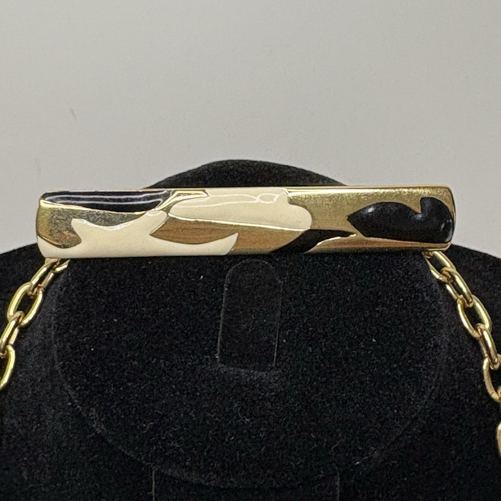 3 – VTG Monet Signed Black & Cream Collar Chocker, Earrings & Pin Set Goldtone