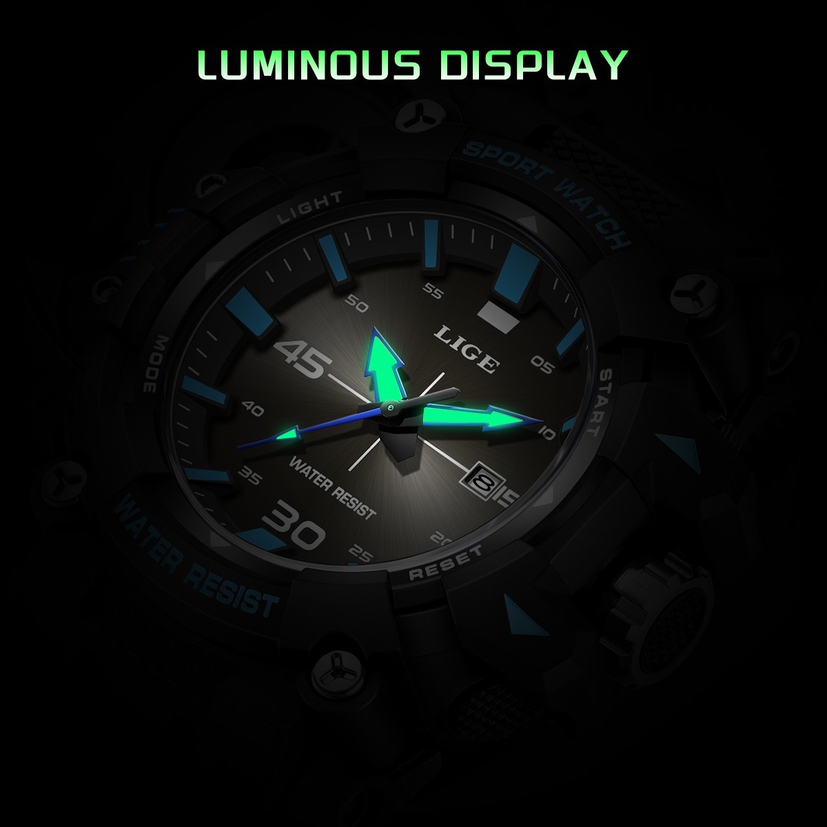 Men’s Diver Sport Watch Quartz Date Analog Luminous Waterproof Luxury Wristwatch
