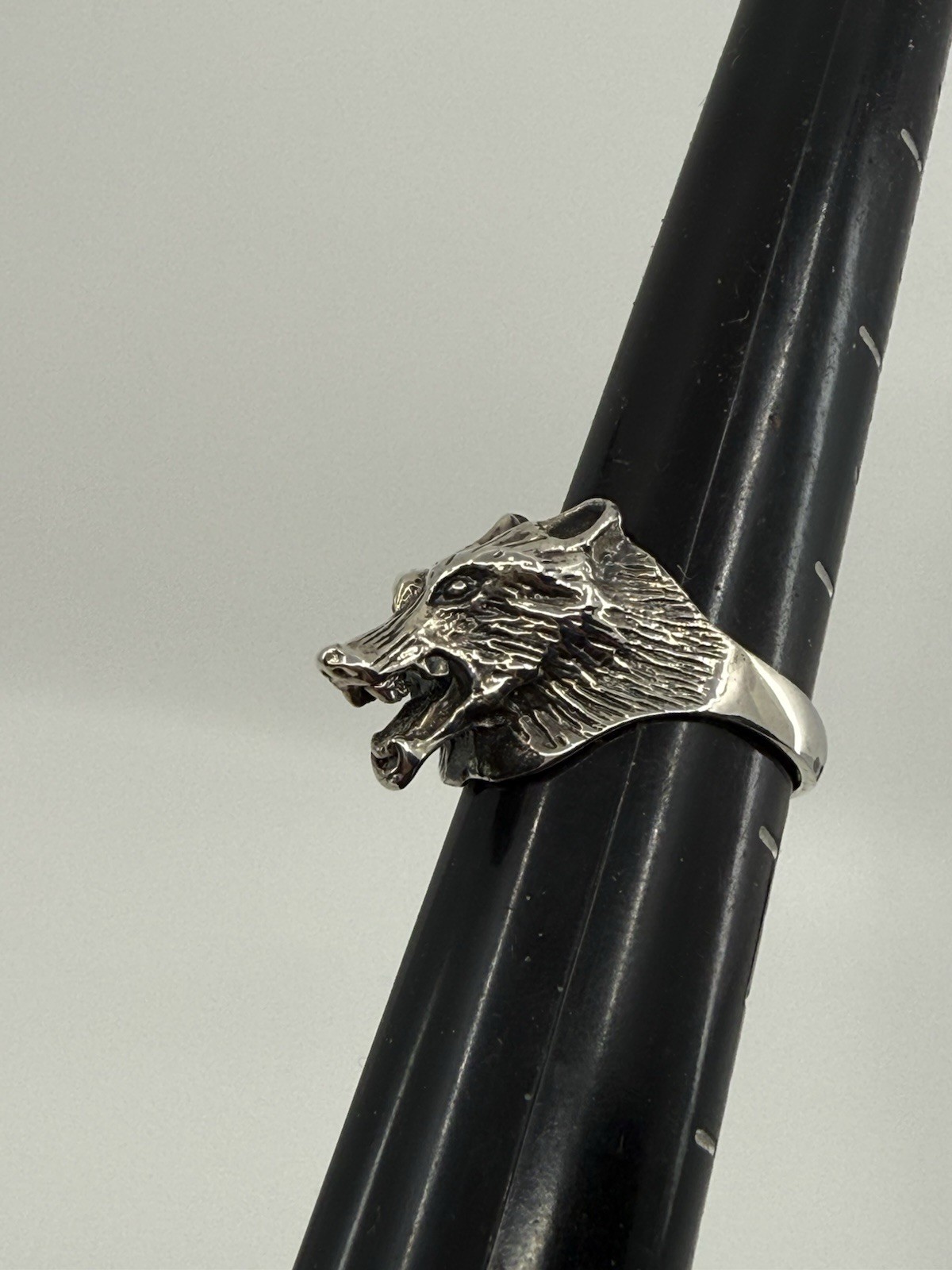 Sterling Silver 925 3D Wolf Head Snarling Ring Size 7.5 8g Gothic Biker Unisex