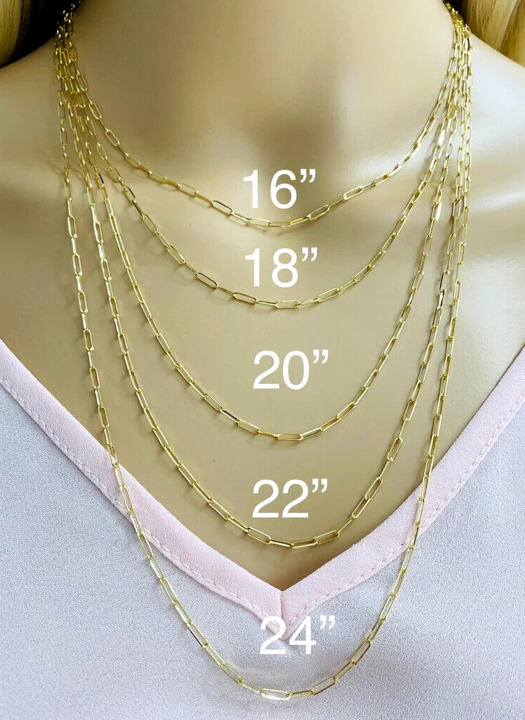 14K Solid Gold Paperclip 2mm Link Chain Necklace, 14k Real Solid Gold – CH571