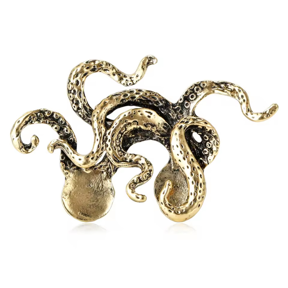 Vintage Style Gold Octopus Brooch Pin Statement Ocean Nautical Beach JewelryGift