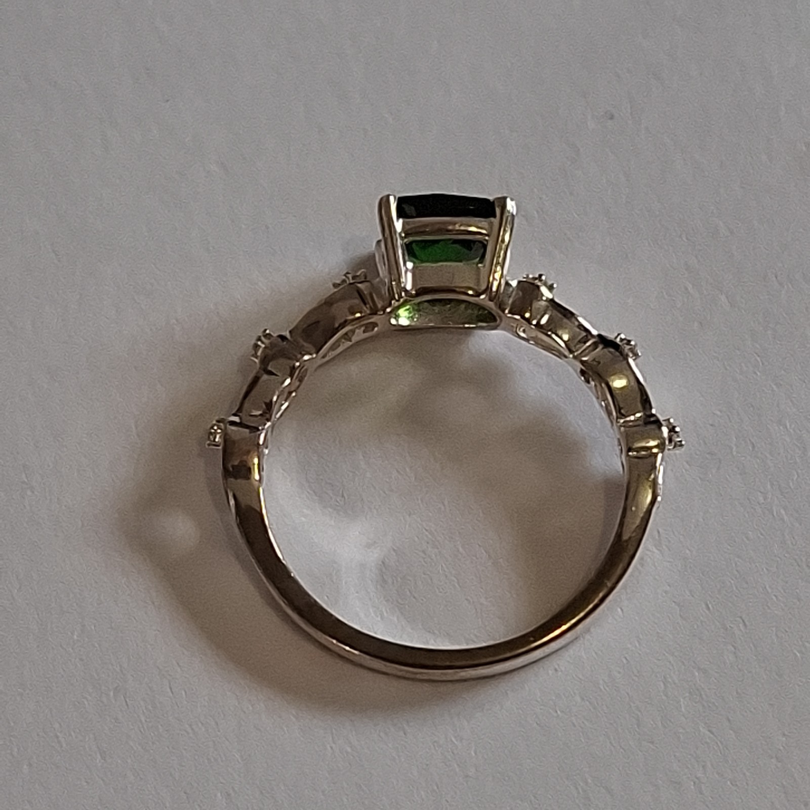 Sterling Silver & Chrome Diopside Ring Size L1/2