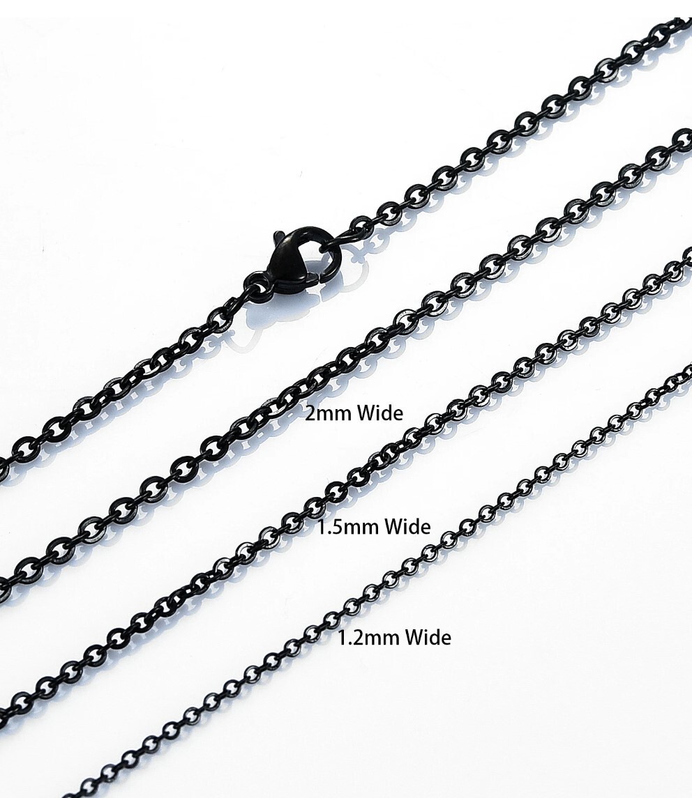 Black Stainless Steel 51 cm (20 Inch) 1.5 mm O Link Neck Chain Necklace