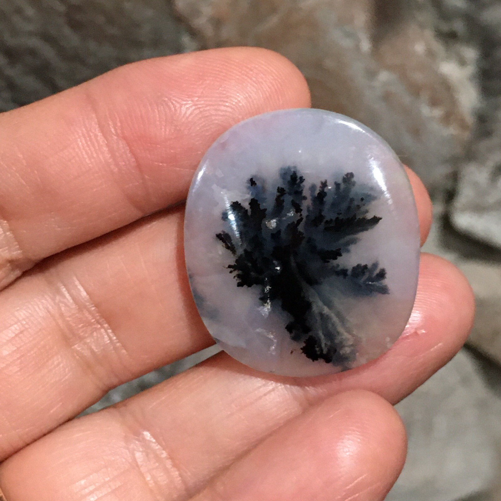 30.5x27x6mm Dendrite Agate Picture Cabochon Loose Stone