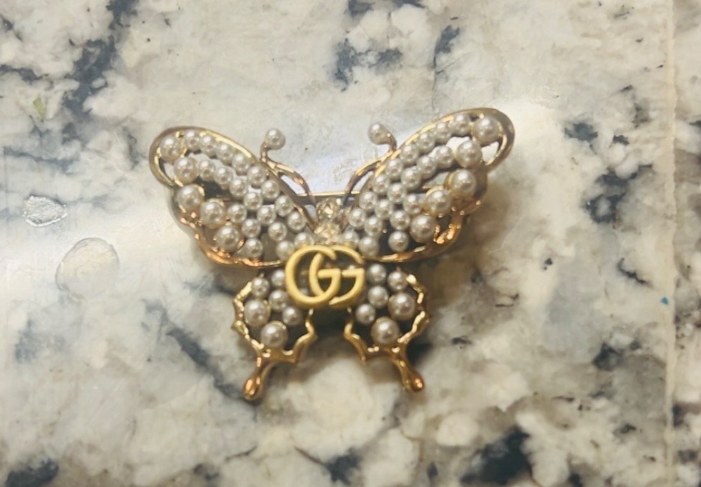 Stunning Repurposed GG Gucci Pearl Bee brooch