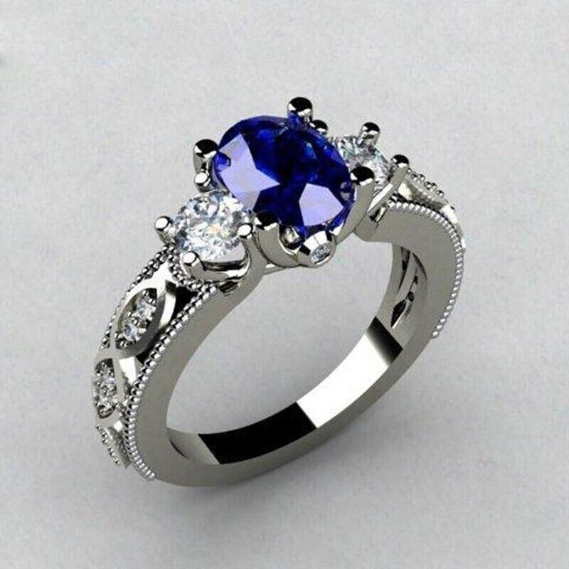 Silver Plated 1.9 Ct Simulated Sapphire Incredible Vintage Style Valentine Ring