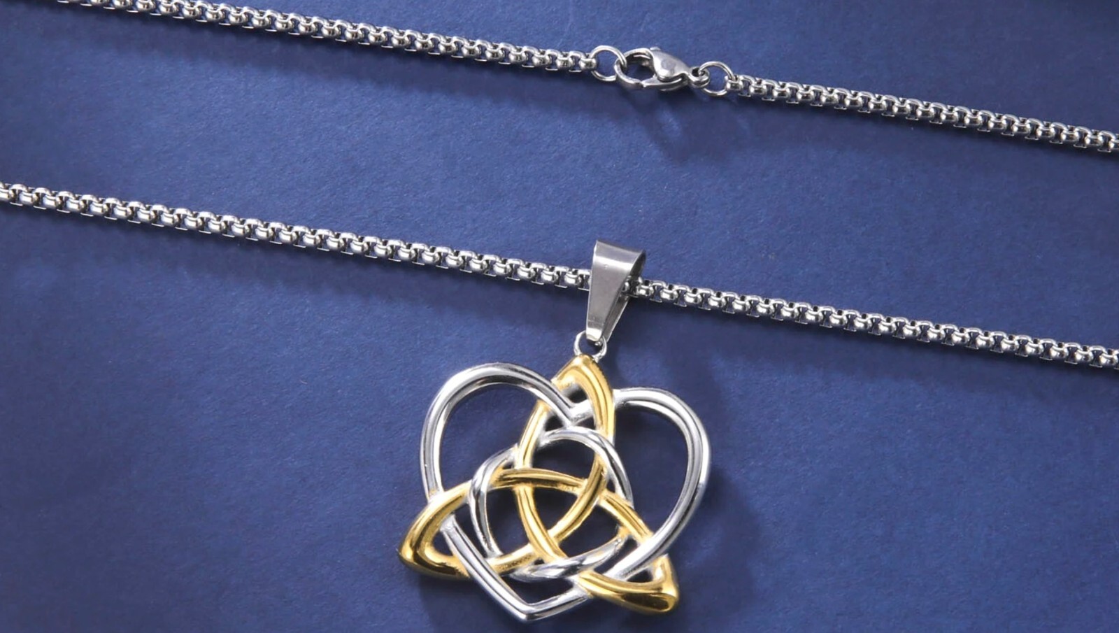 Stainless Steel Triquetra In Heart Necklace with 60 cm (23.6 inch) chain