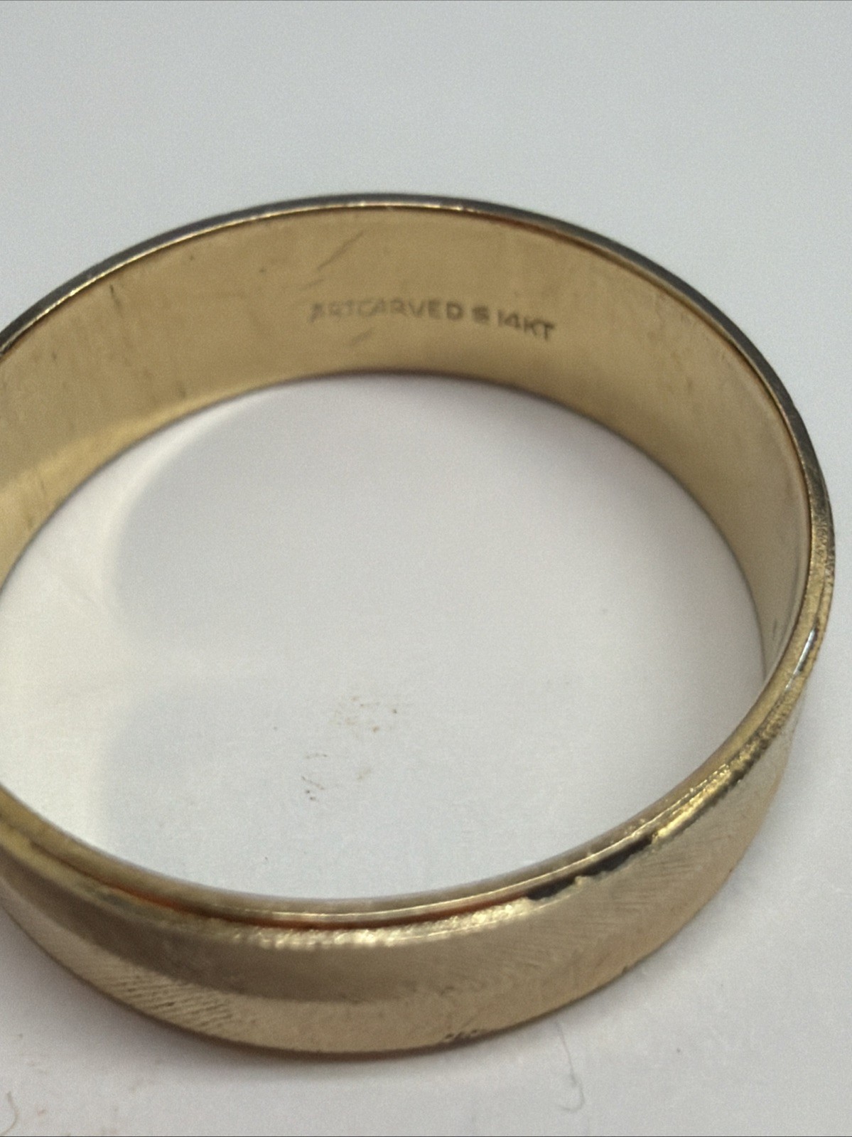 14k Vintage Artcarved 5mm Chevron Textured Band Size 9