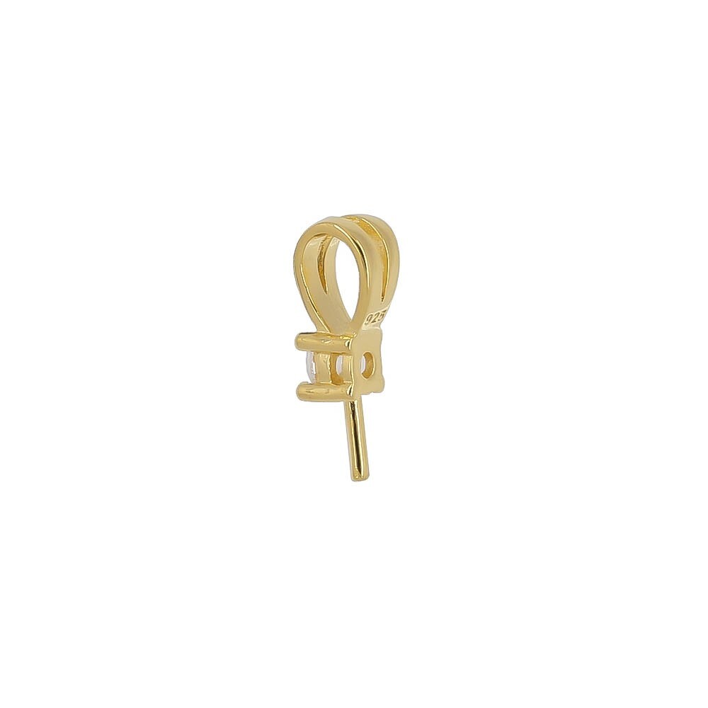 Gold Plated Sterling Silver CZ Pearl Pendant Bail Connector with Pin #97153