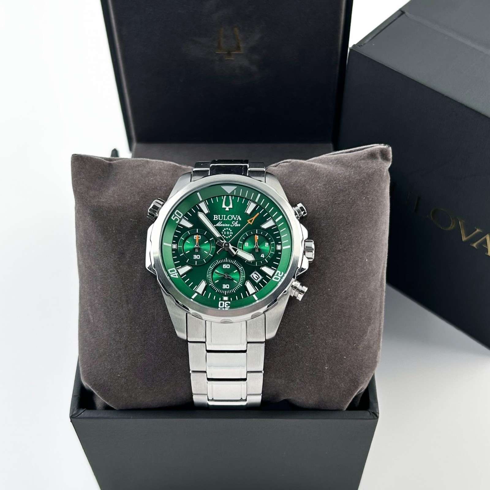 Bulova Classic Marine Star Green Dial Chronograph Men’s Quartz Watch 96B396