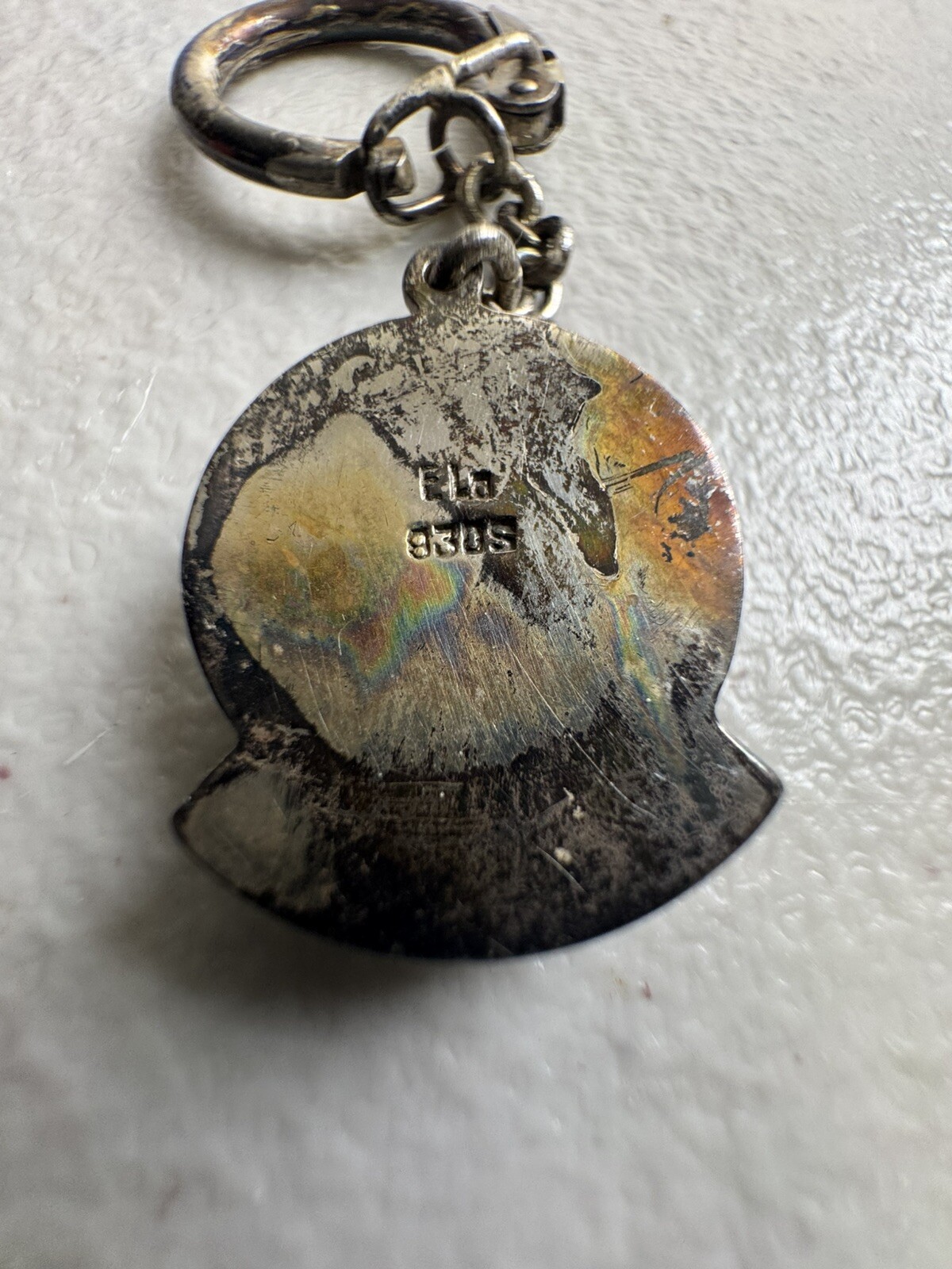 Vintage Sterling ELO 830S Silver Vintage Globe Pendant On Keychain Denmark