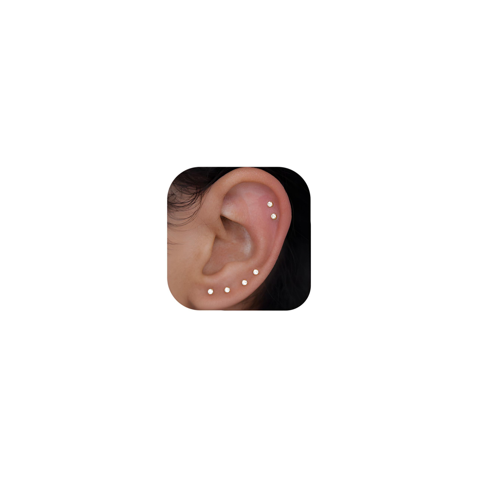 2mm Small Stud Earrings for Women Clear Cubic Zirconia 2mm, 2mm-10 Pairs