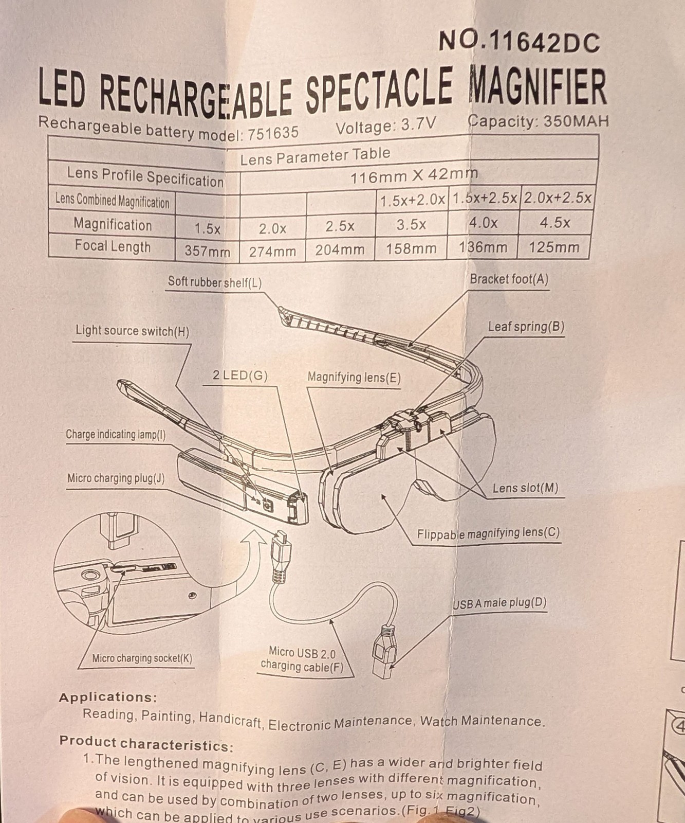 Magnifying Glasses with Light, 3 Interchangeable Lens- 6 combos (1.5X-4.5X)