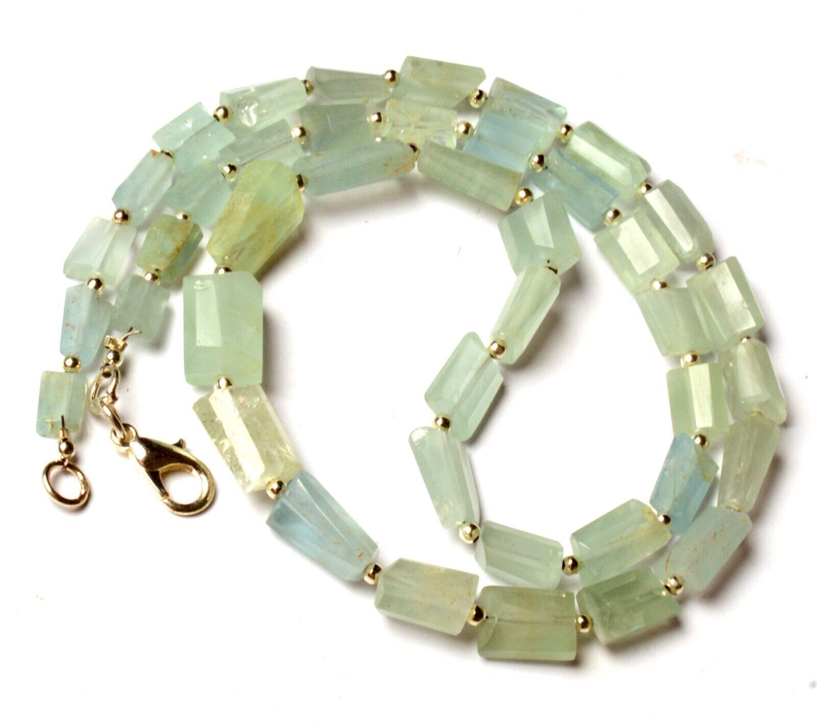 Natural Aquamarine Gemstone 7 to 13 mm Faceted Nugget Shape Beads 20″ Neckalce