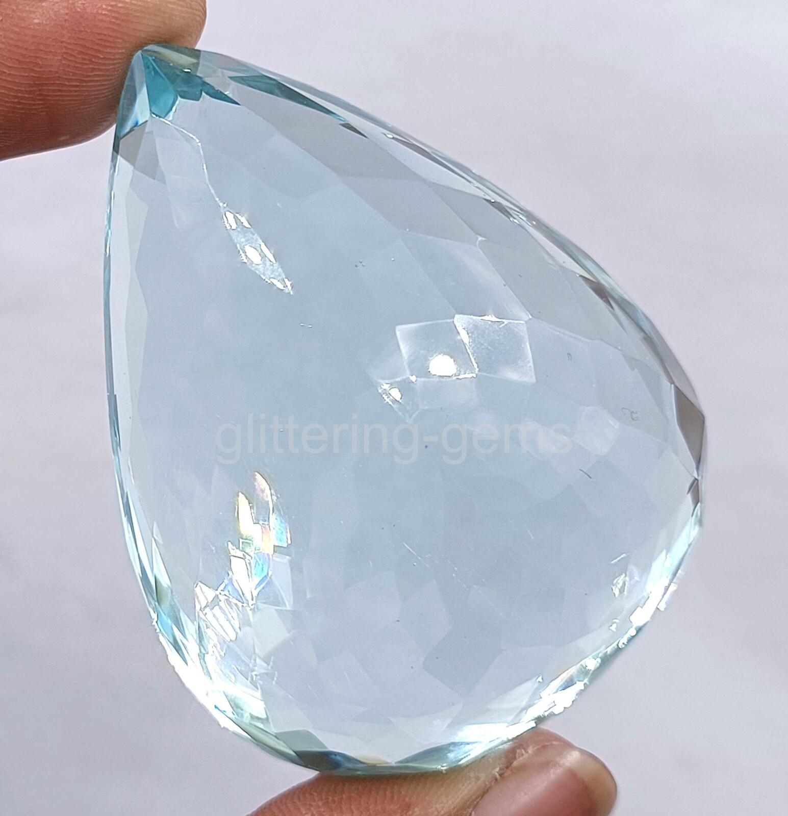 Certified Natural Brazilian 101.60 Ct Blue Pear Cut Topaz Loose Gemstone 5AIS