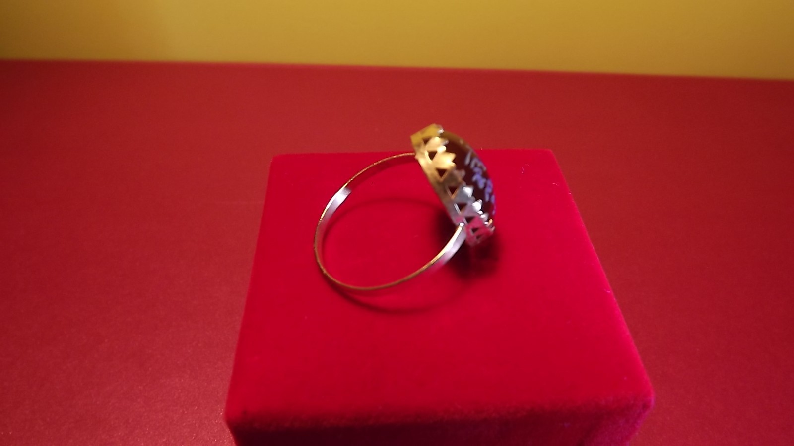 22ct Asian Yellow Gold AllahPunjatan Pak Names On Brown Haqeeq Stone Ladies Ring
