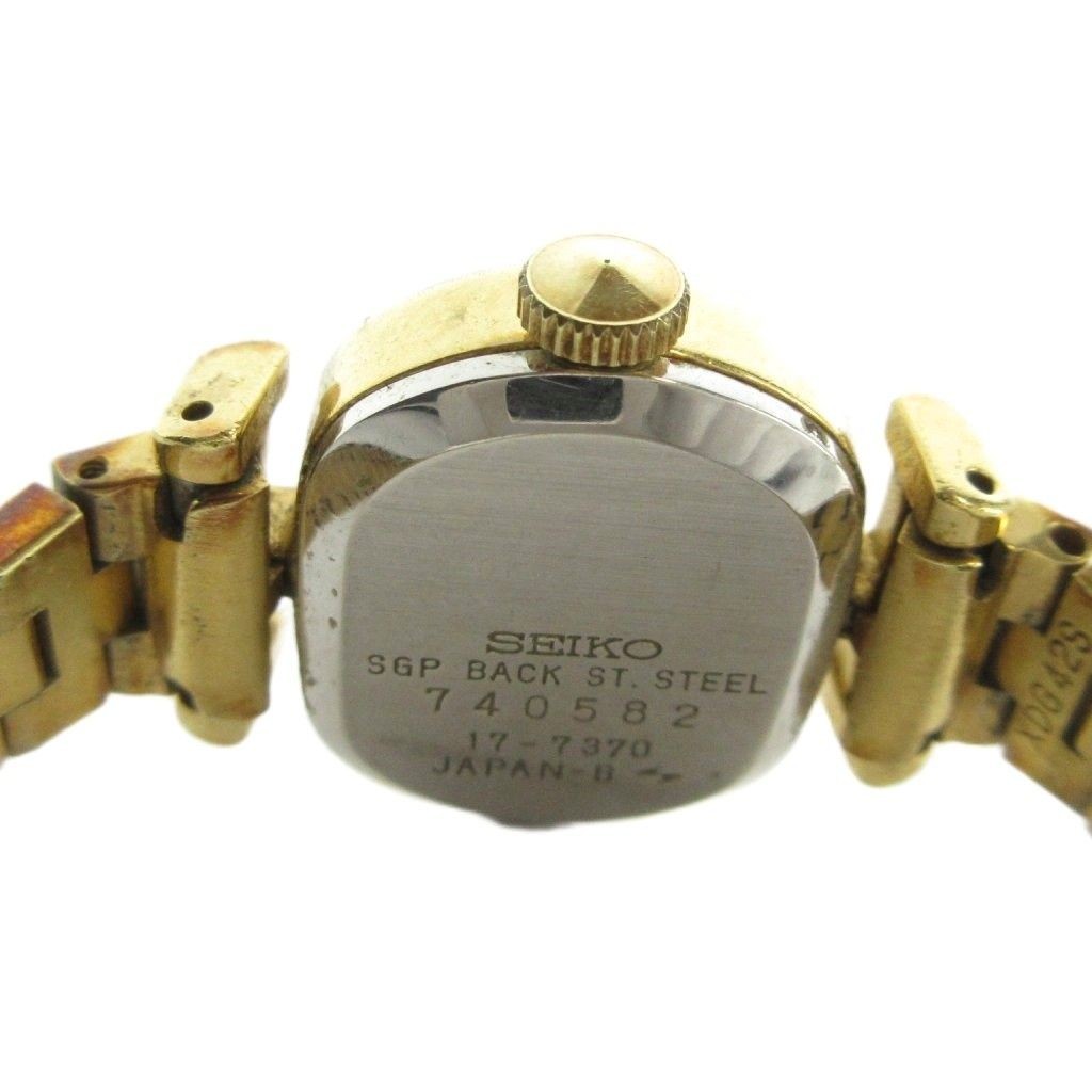 SEIKO 17 7370 Watch Manual Black Dial Gold Color GY18 MQ