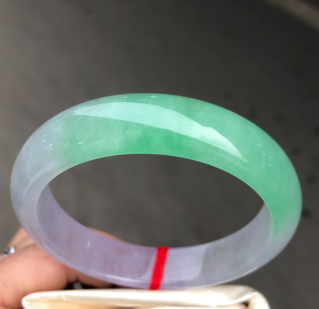 Natural ice Green &Purple Burmese Jade Jadeite bracelets bangle 57mm