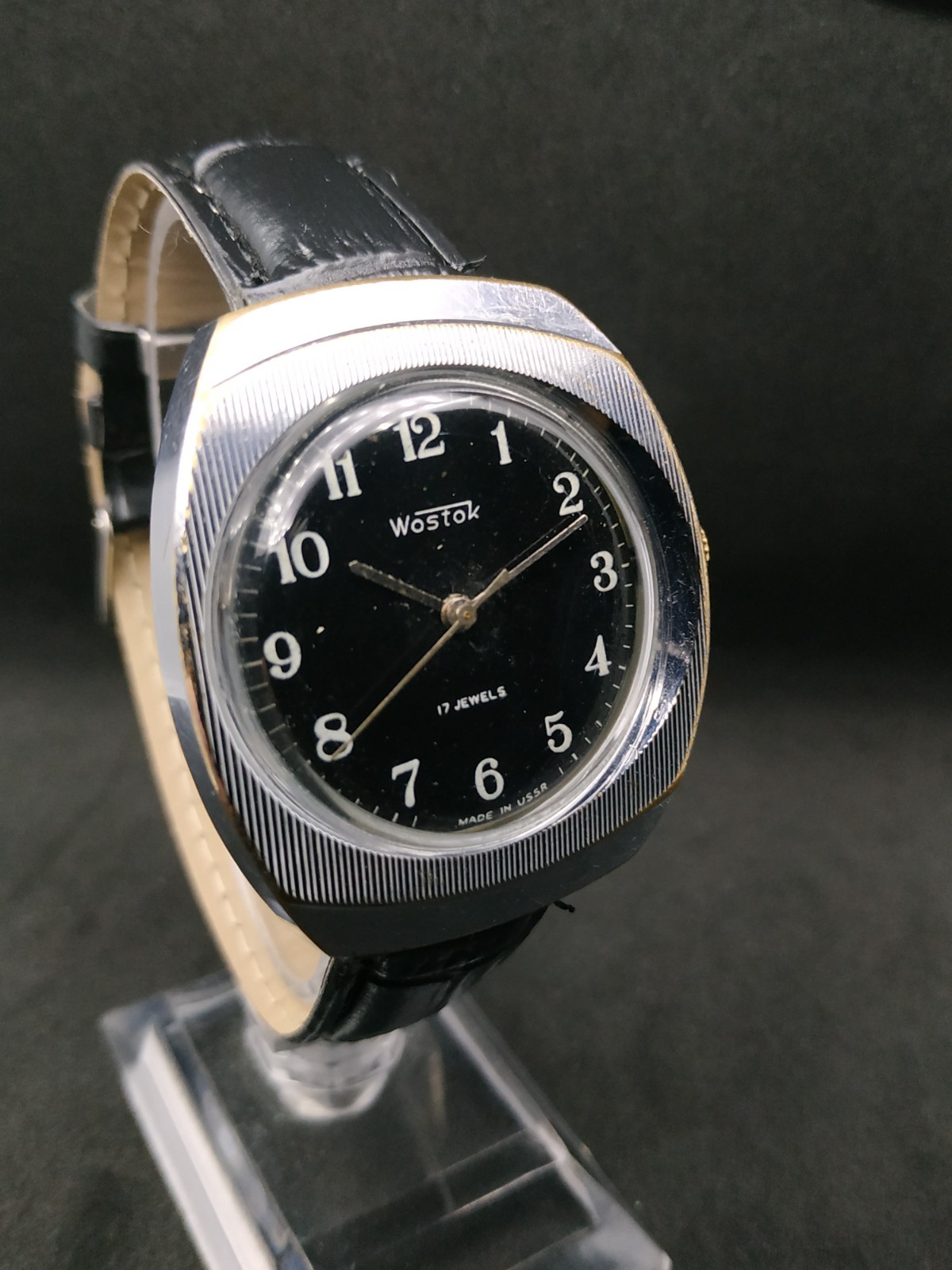 Men’s Dress Watch Wostok Vintage USSR Mechanical 2409A Retro Vostok Black Soviet