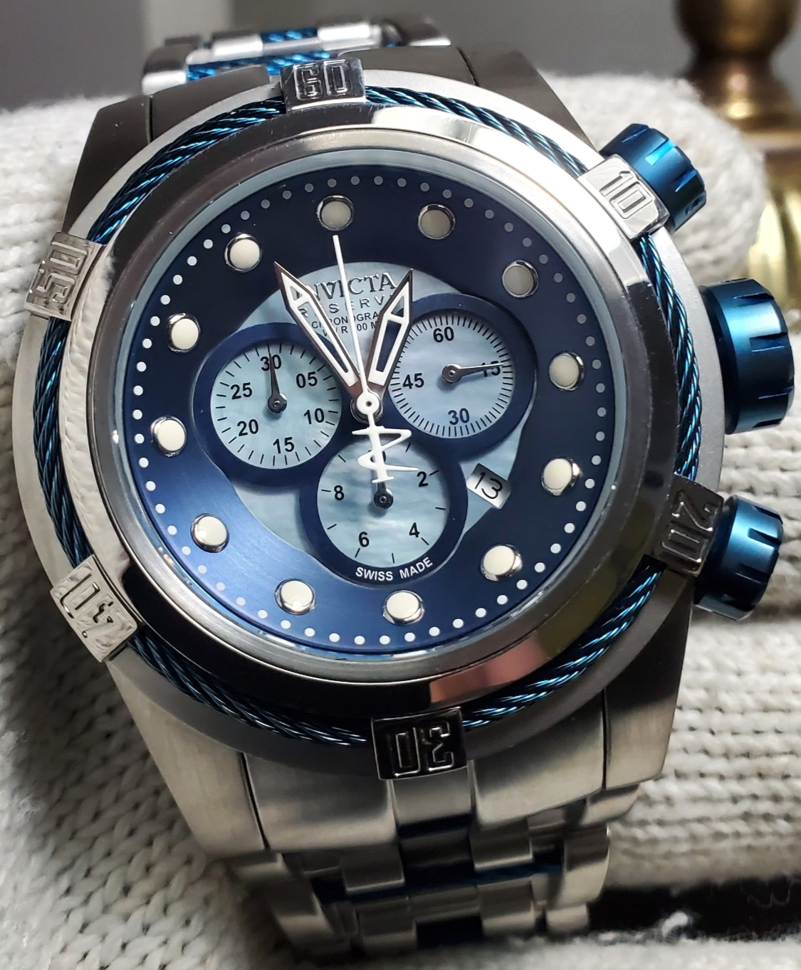 INVICTA RESERVE BOLT ZEUS SWISS CHRONO RONDA Z60 MEN’S WATCH 53mm MOP #12728
