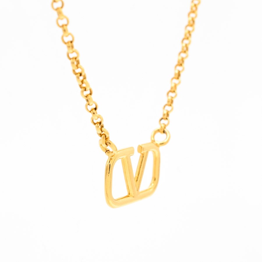 Valentino Necklace Gold Plated Chain Length 65.5/75.5cm Charm W15xH9mm For Women
