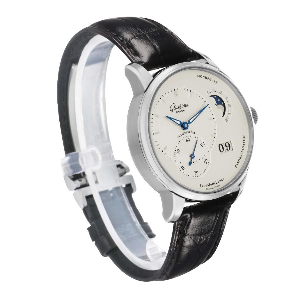 Glashutte PanoMaticLunar Steel Silver Dial Mens Watch 1-90-02-42-32-61
