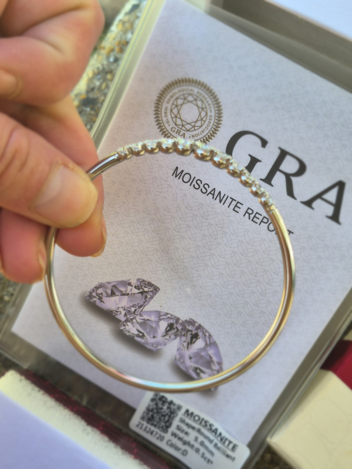 GRA Certified 3.6 Carat D VVS1 Gradient Moissanite Bangle 925 Sterling Silver