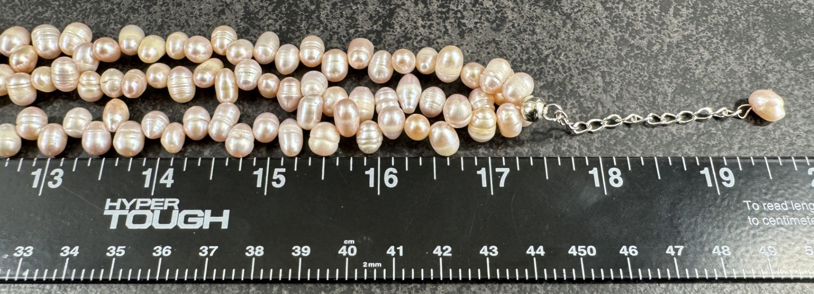 Blush Triple Strand Natural Cultured Pearl Necklace, Adjustable 18-19 1/2 Inches