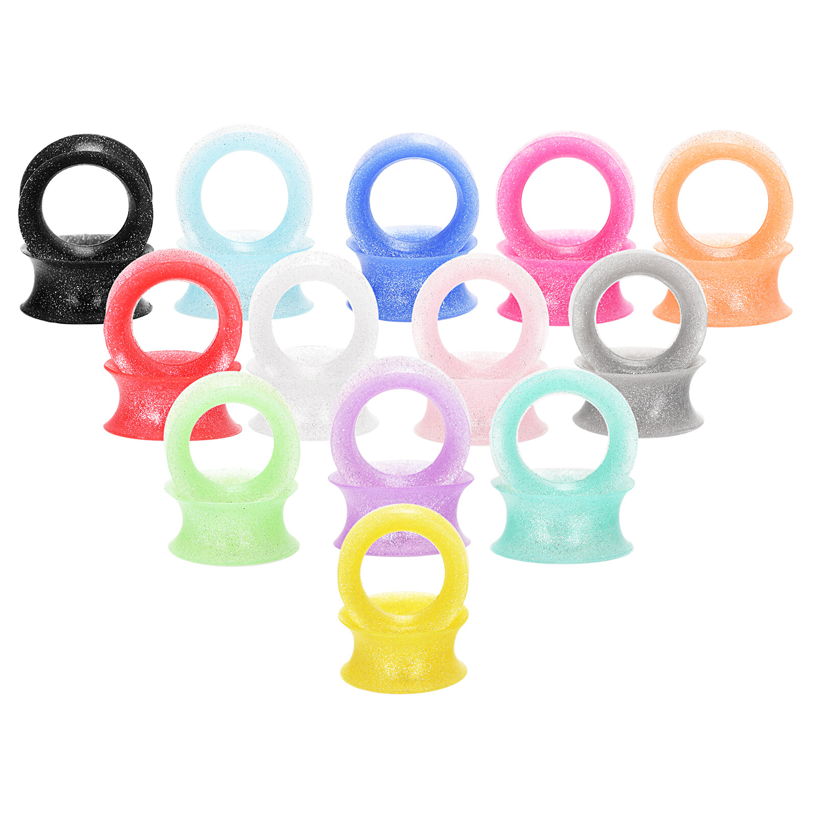 1 Pair Silicone Flexible Tunnels Double Flared Ear Plug Gauges Piercing Jewelry