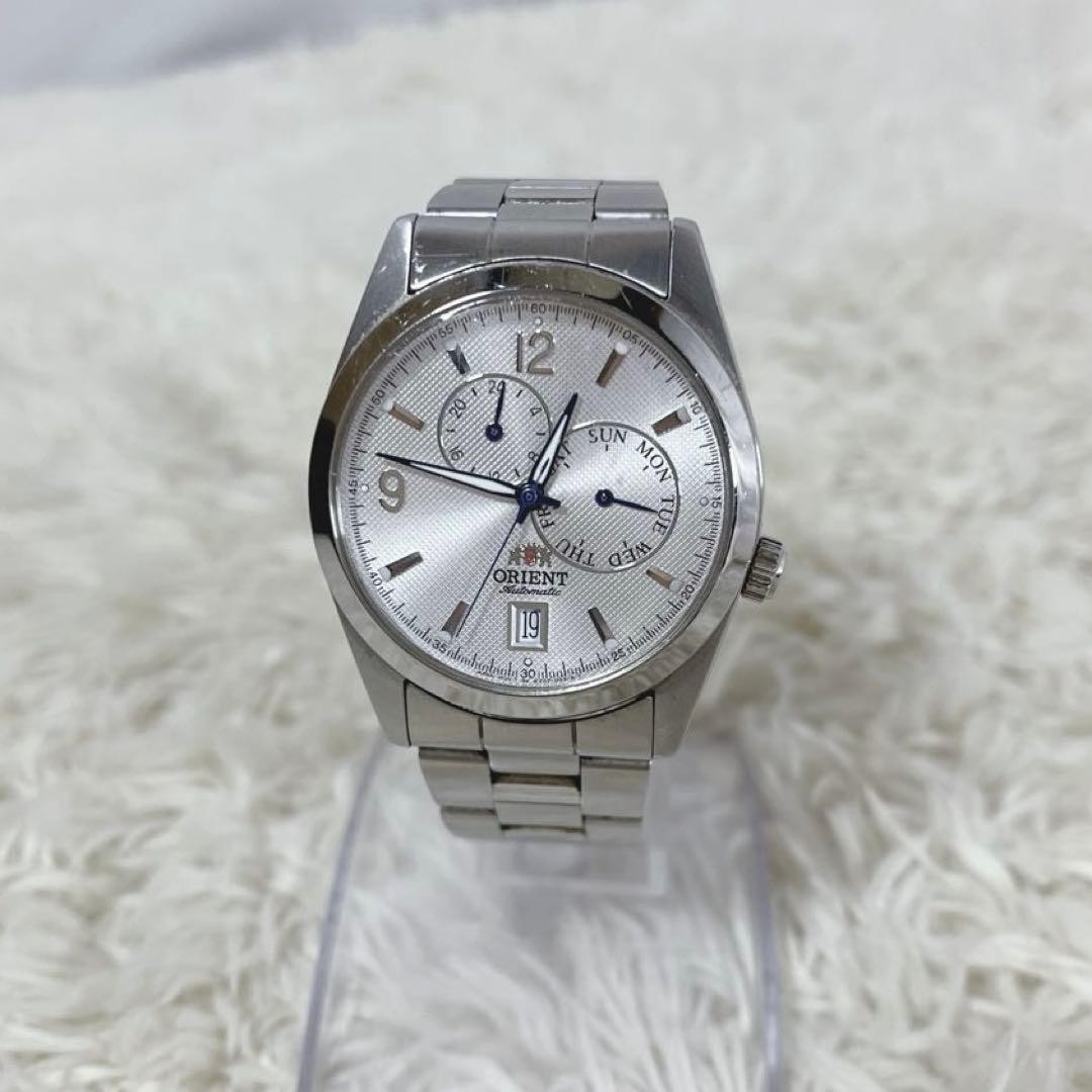 Orient Star Automatic Mens Watch Day Date Box 16cm Wrist Silver Dial Japan
