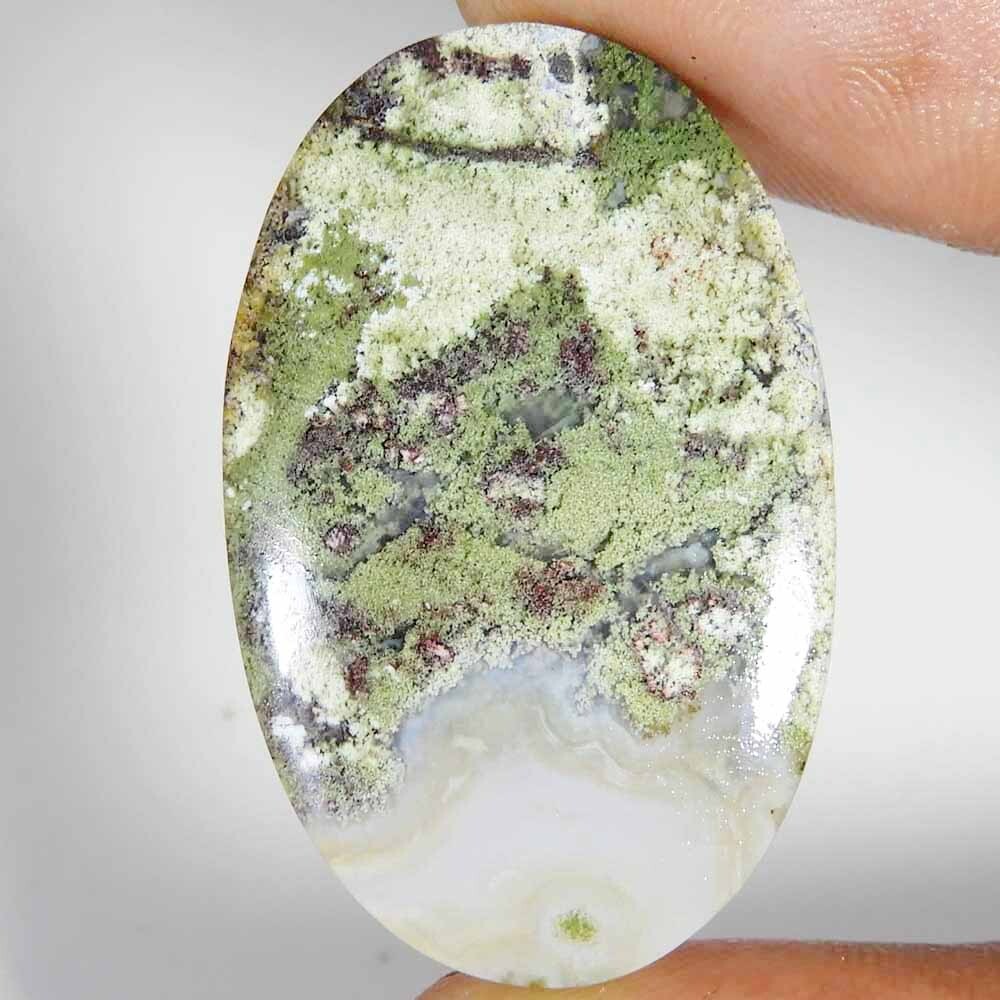 33.50 Cts 100% Natural Indonesian Moss Agate Oval Cabochon 23x37x4mm stone BC-16