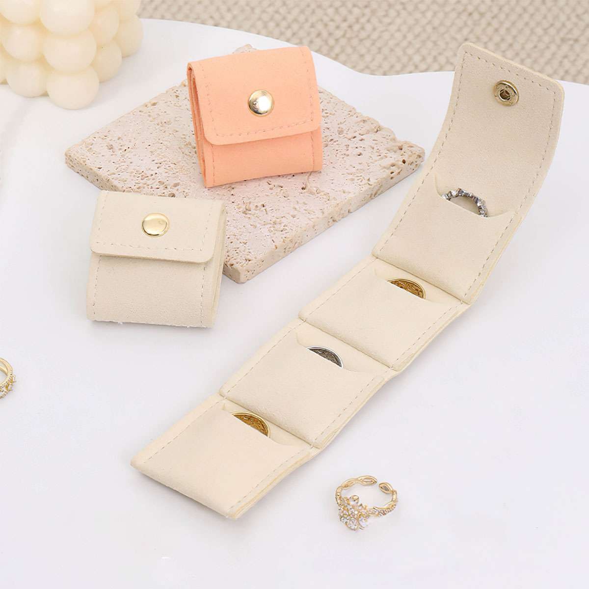 Travel Jewelry Organizer Roll Bag Case Foldable Rings Earrings Necklaces Holder