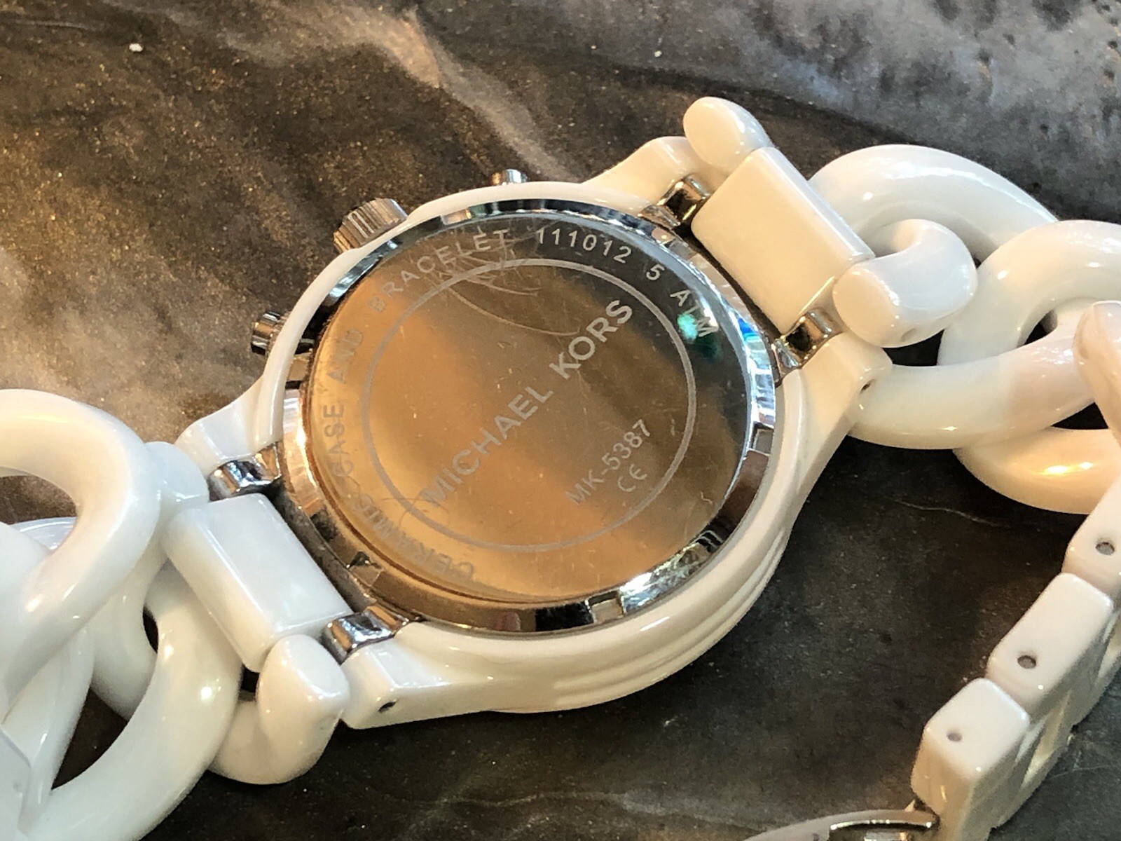 ✨🤍 NOS STUNNING Early MICHAEL KORS White CERAMIC Chain Link Bracelet Watch🤍✨