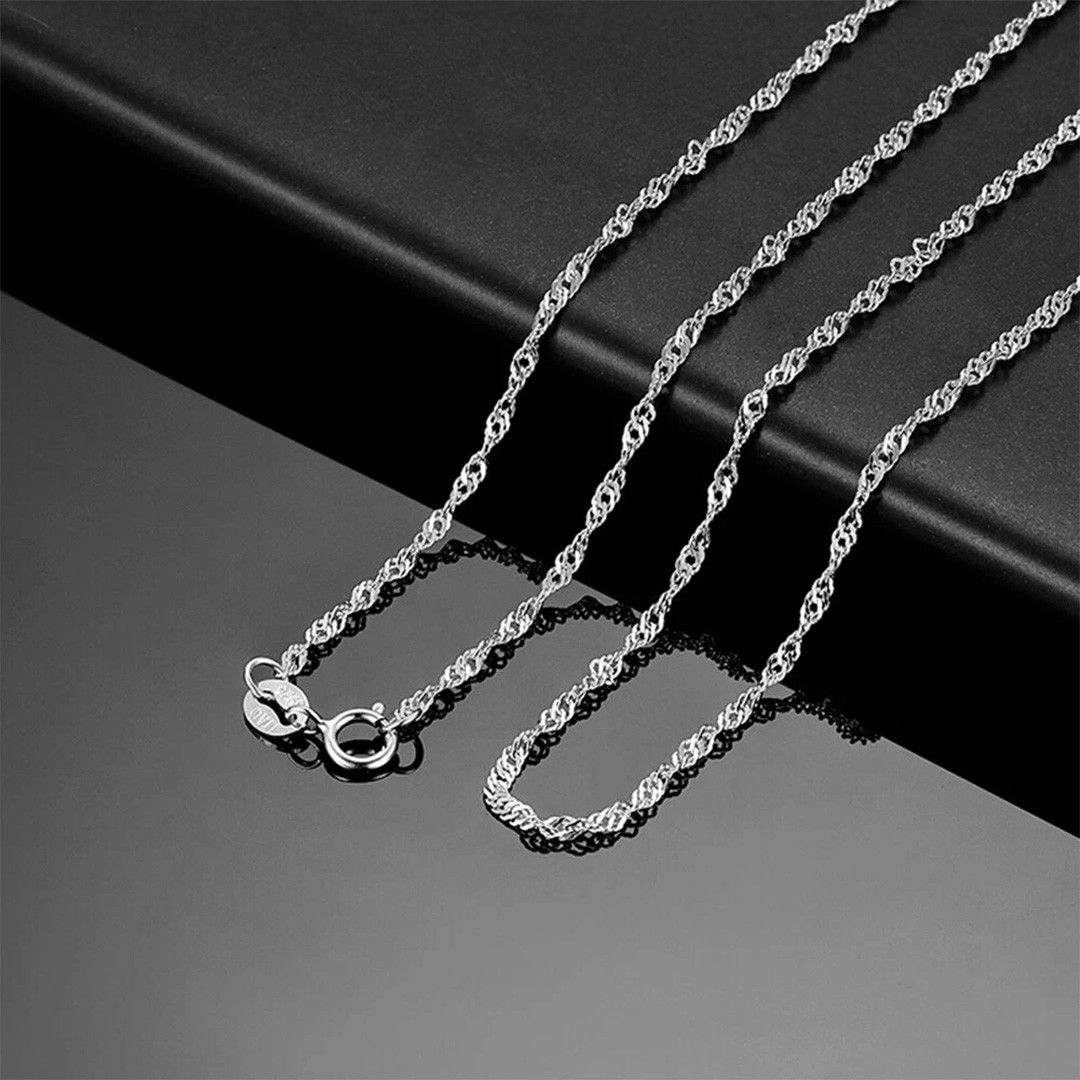 18inch 1.4mm 14k White Gold Singapore rope chain Necklace Made in Italy Gift