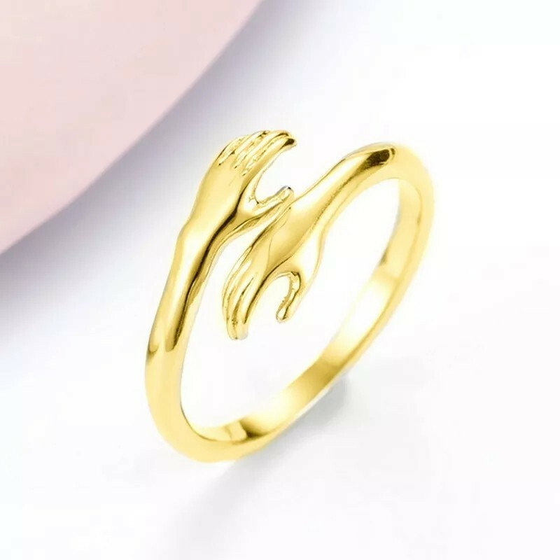 New Vintage Creative Love Hug Ring Men Women Adjustable Gothic Fashion Silver