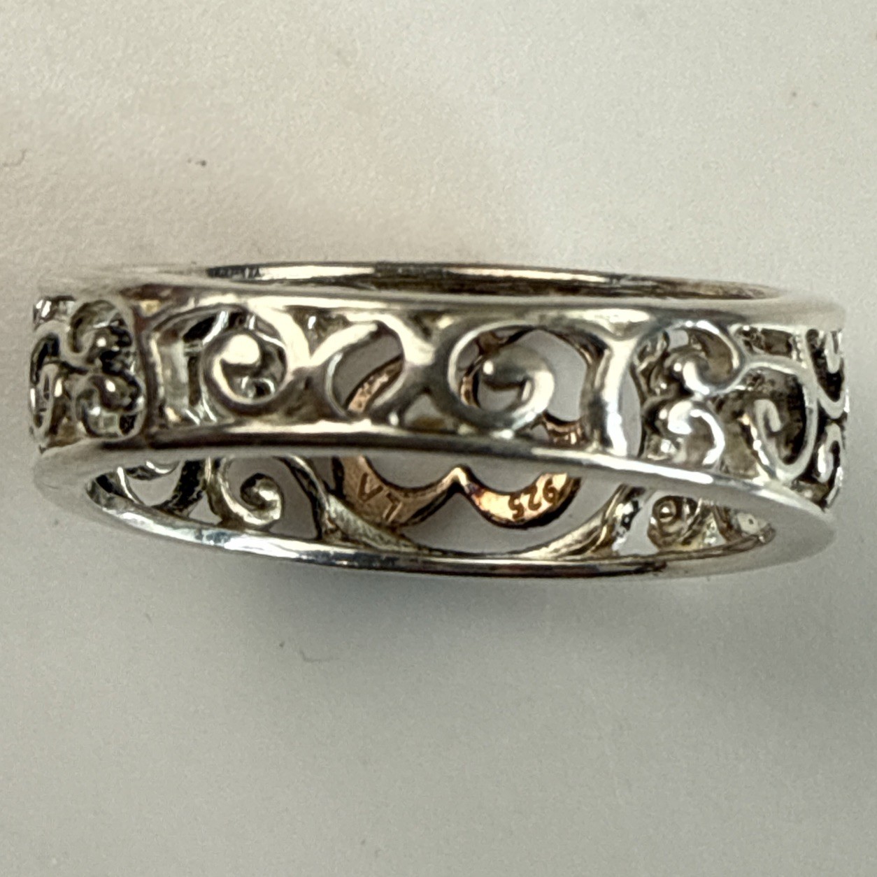 LA GEM & JEWELRY 925 Sterling Silver Double Heart Rose Gold PL Ring Sz 7 – 2.56g