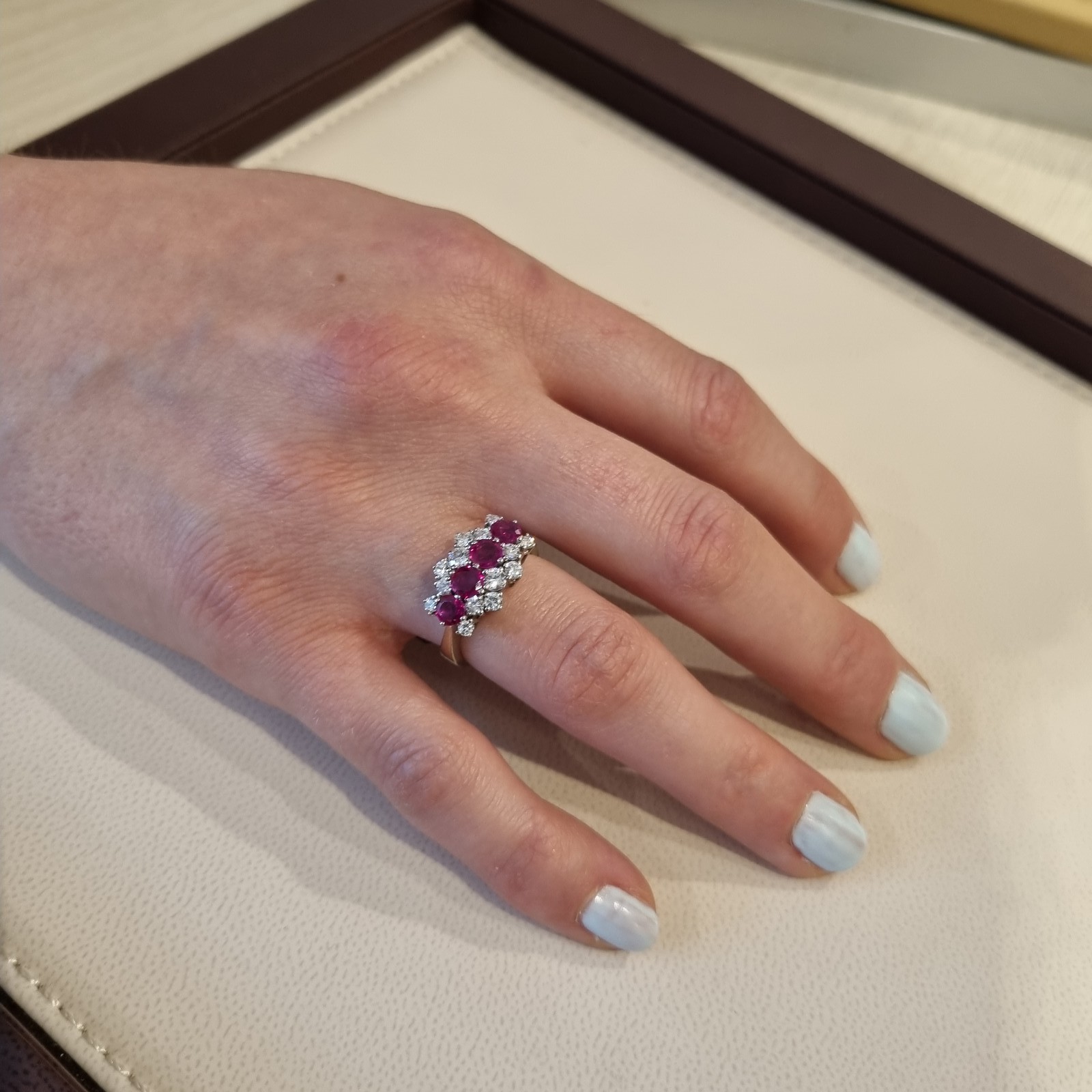 0.60ct Ruby and 0.70ct diamond Ring in 14K White Gold