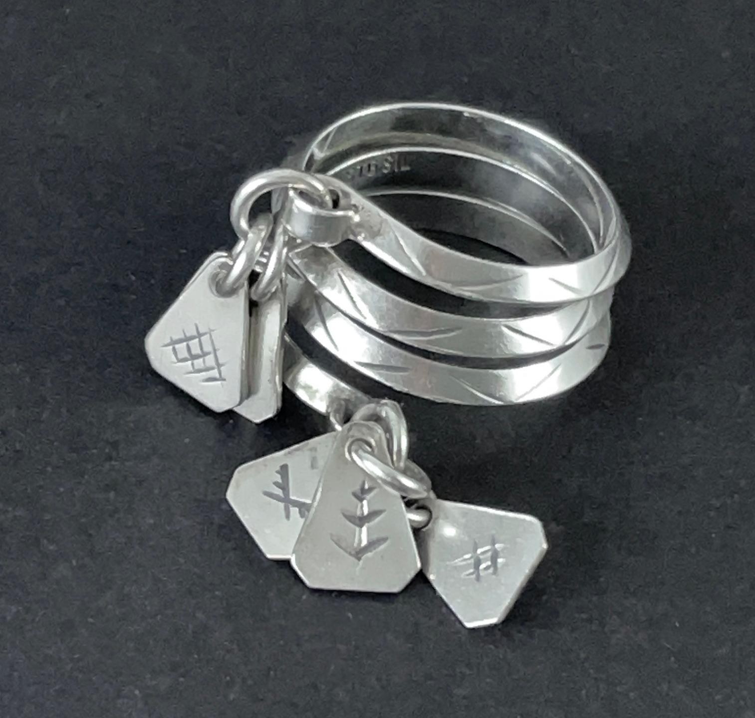 VINTAGE LATVIAN ETHNIC 925 STERLING SILVER 7 DAY BRIDE’S RING SZ N 1/2